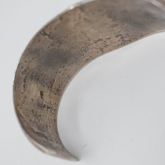 Vintage 1940s Navajo Old Pawn Cuff Bracelet Hand Stamp Ingot w/Kingman Turquoise - Picture 6 of 8